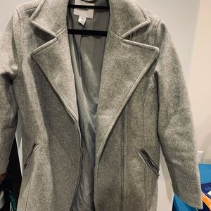 Grey Zip Wool Blend Coat
